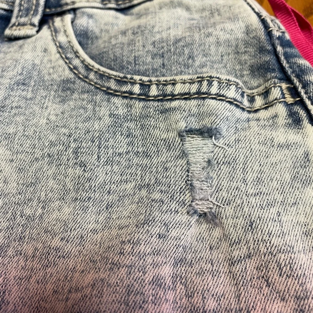 New Size 12 Justice Distress Blue Denim And Pink Dye